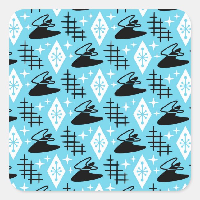 Mid Century Modern Boomerang Pattern Square Sticker (Front)