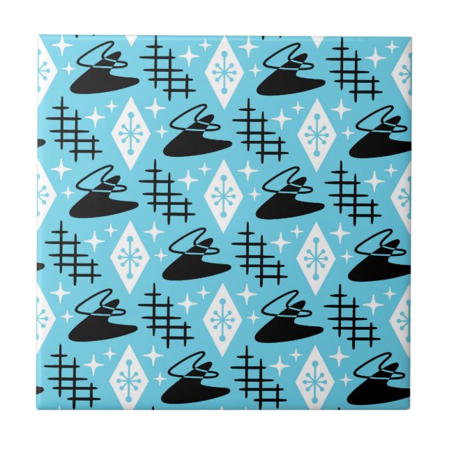 Mid Century Modern Boomerang Pattern Tile (Front)
