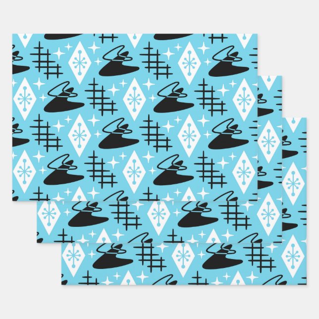 Mid Century Modern Boomerang Pattern Wrapping Paper Sheet (Set)