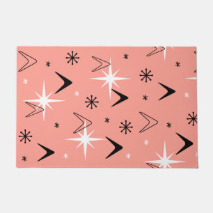Mid Century Modern Boomerangs Salmon Pink Doormat