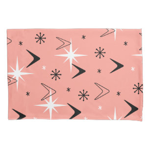 Mid Century Modern Boomerangs Salmon Pink Pillowcase