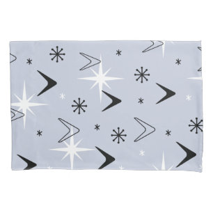 Mid Century Modern Boomerangs Silver Blue Pillowcase