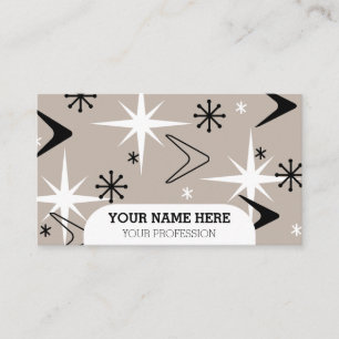 Mid Century Modern Boomerangs Taupe Business Card