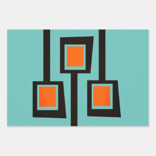 Mid-Century Modern Branches with Pops of Orange Wr Wrapping Paper Sheet