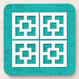 Mid Century Modern Breeze Blocks Aqua Coasters