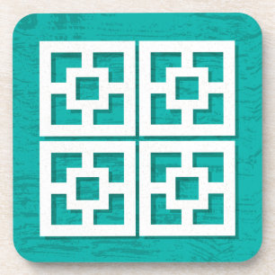 Mid Century Modern Breeze Blocks Aqua Coasters 2