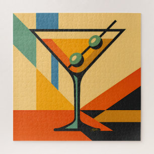 Mid Century Modern Bright Bauhaus Martini Jigsaw Puzzle