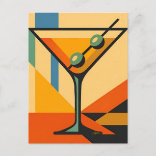 Mid Century Modern Bright Bauhaus Martini Postcard