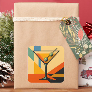 Mid Century Modern Bright Bauhaus Martini Square Sticker