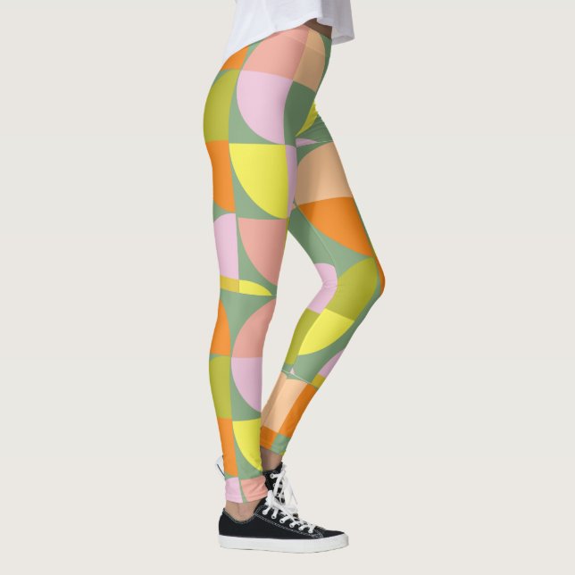 Mid Century Modern Bright Colourful Fresh Geometri Leggings (Right)