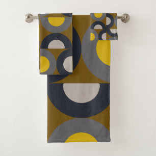 Mid-Century Modern Bronze Mustard Thunder    Bath Towel Set