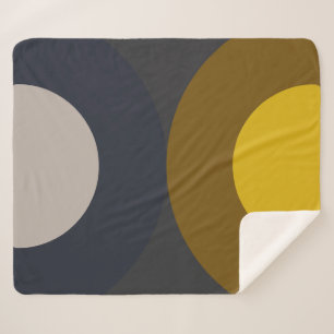 Mid-Century Modern Bronze Mustard Thunder   Sherpa Blanket