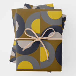 Mid-Century Modern Bronze Mustard Thunder Wrapping Paper Sheet
