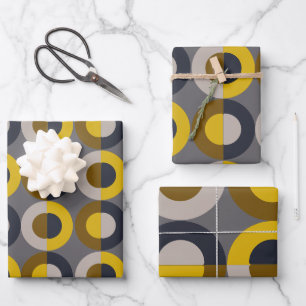 Mid-Century Modern Bronze Mustard Thunder       Wrapping Paper Sheet