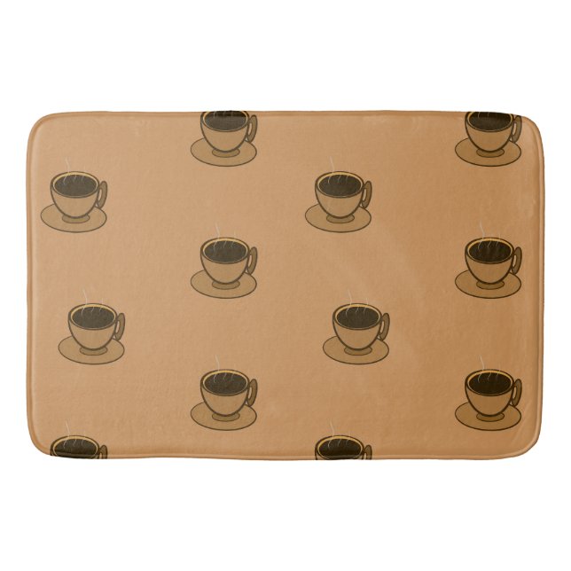 Mid Century Modern Brown Cosy Coffee Cup Bath Mat (Front)