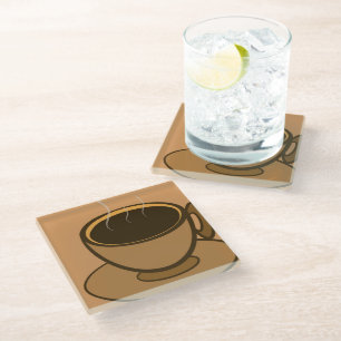 Mid Century Modern Brown Cosy Coffee Cup Glass Coaster