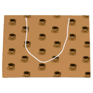 Mid Century Modern Brown Cosy Coffee Cup Large Gift Bag
