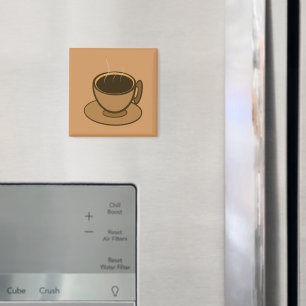 Mid Century Modern Brown Cosy Coffee Cup Magnet