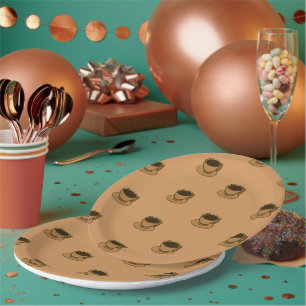 Mid Century Modern Brown Cosy Coffee Cup Paper Plate