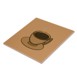Mid Century Modern Brown Cosy Coffee Cup Tile