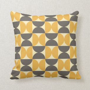 Mid-Century Modern Brown & Gold Pattern Cushion