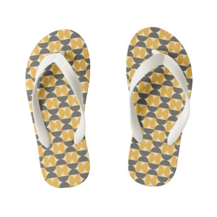 Mid-Century Modern Brown & Gold Pattern Kid's Flip Flops