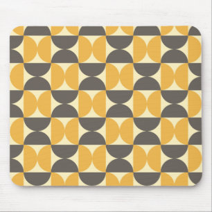 Mid-Century Modern Brown & Gold Pattern Mouse Mat