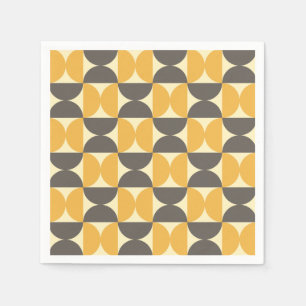 Mid-Century Modern Brown & Gold Pattern Napkin