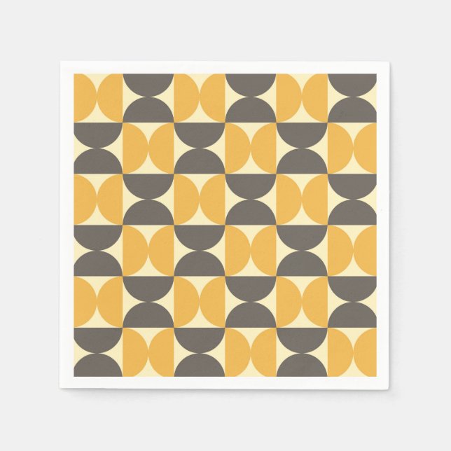 Mid-Century Modern Brown & Gold Pattern Napkin (Front)