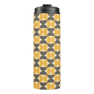 Mid-Century Modern Brown & Gold Pattern Thermal Tumbler