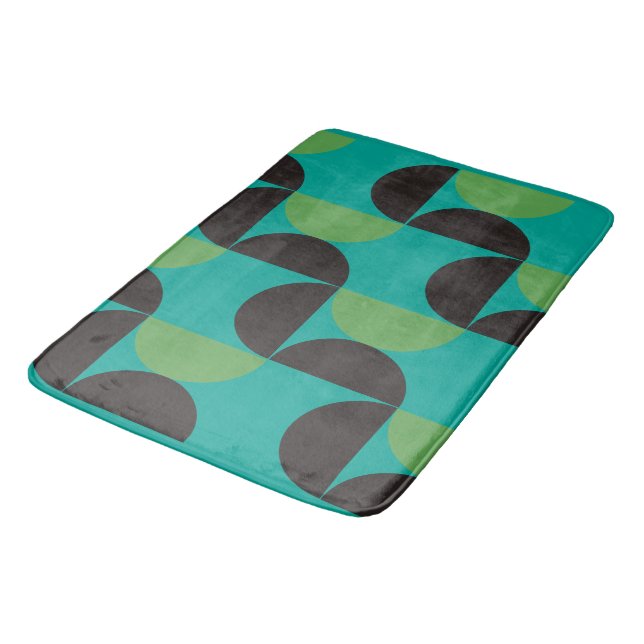 Mid-Century Modern Brown green and turquoise      Bath Mat (Angled)