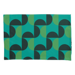 Mid-Century Modern Brown green and turquoise Pillowcase