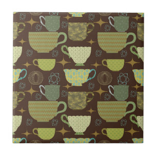 Mid Century Modern Brown Teacup Tile