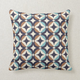 Mid-Century Modern Brown & Teal Pattern Cushion
