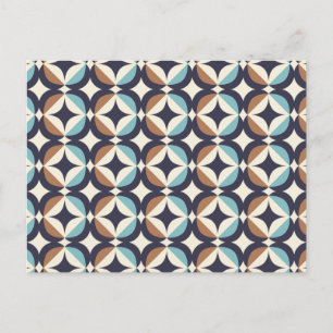 Mid-Century Modern Brown & Teal Pattern Holiday Postcard