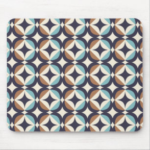Mid-Century Modern Brown & Teal Pattern Mouse Mat