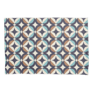 Mid-Century Modern Brown & Teal Pattern Pillowcase