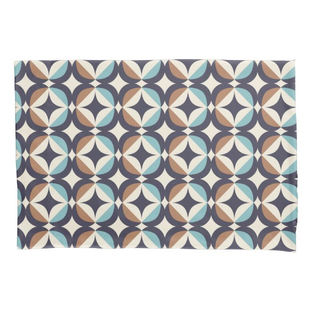 Mid-Century Modern Brown & Teal Pattern Pillowcase (Front-Left)