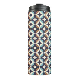 Mid-Century Modern Brown & Teal Pattern Thermal Tumbler
