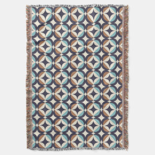 Mid-Century Modern Brown & Teal Pattern Throw Blanket