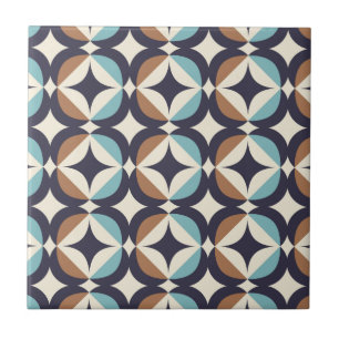 Mid-Century Modern Brown & Teal Pattern Tile