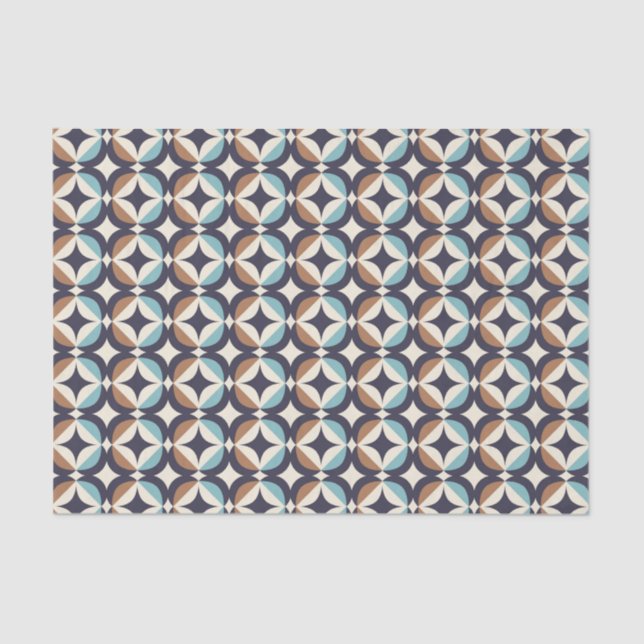 Mid-Century Modern Brown & Teal Pattern Tissue Paper (Front)