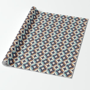 Mid-Century Modern Brown & Teal Pattern Wrapping Paper