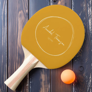 Mid-Century Modern Burnt Buttercup with Name Ping Pong Paddle