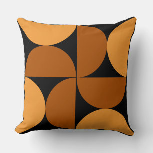 Mid-Century Modern Burnt Clay and Mocha   Cushion