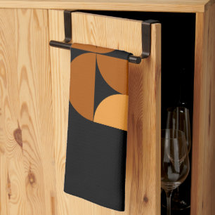 Mid-Century Modern Burnt Clay and Mocha Tea Towel