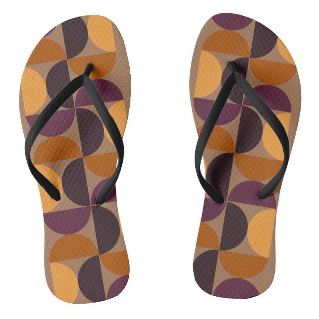 Mid-Century Modern Burnt Wine Eclipse    Flip Flops (Footbed)