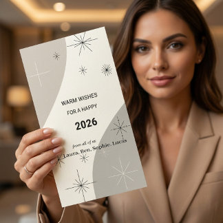 Mid-Century Modern Business New Year & Christmas  Holiday Card