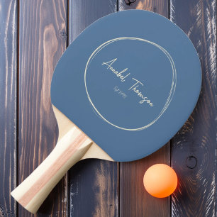 Mid-Century Modern Capri Blue with Name Ping Pong Paddle