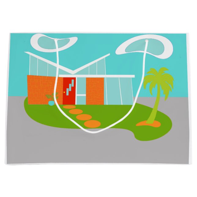 Mid Century Modern Cartoon House Gift Bag (Front)